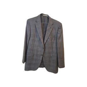 Hickey Freeman Glen Plaid Charcoal Blazer Jacket 44R